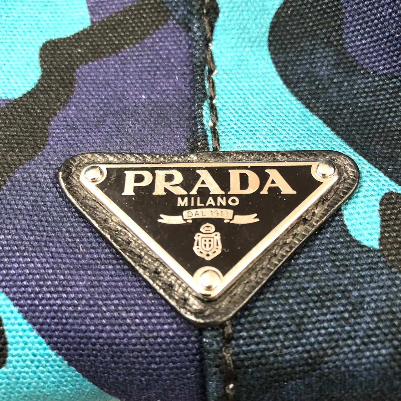 Prada Canapa Tote Bag/Handbag Camouflage Canvas Blue Pre-owned