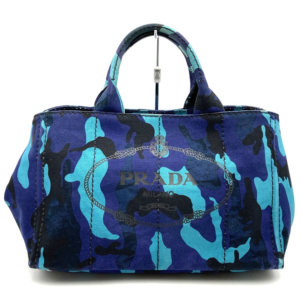 Prada Canapa Tote Bag/Handbag Camouflage Canvas Blue Pre-owned