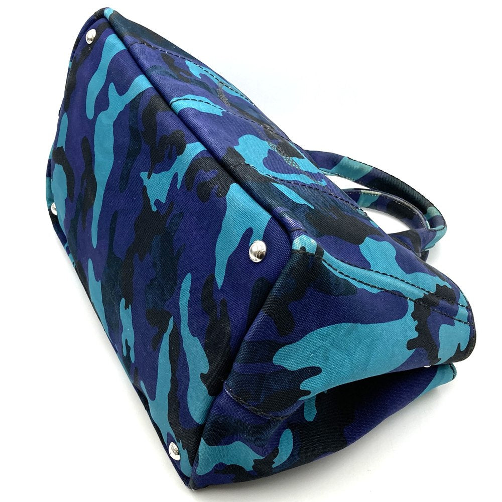 Prada Canapa Tote Bag/Handbag Camouflage Canvas Blue Pre-owned