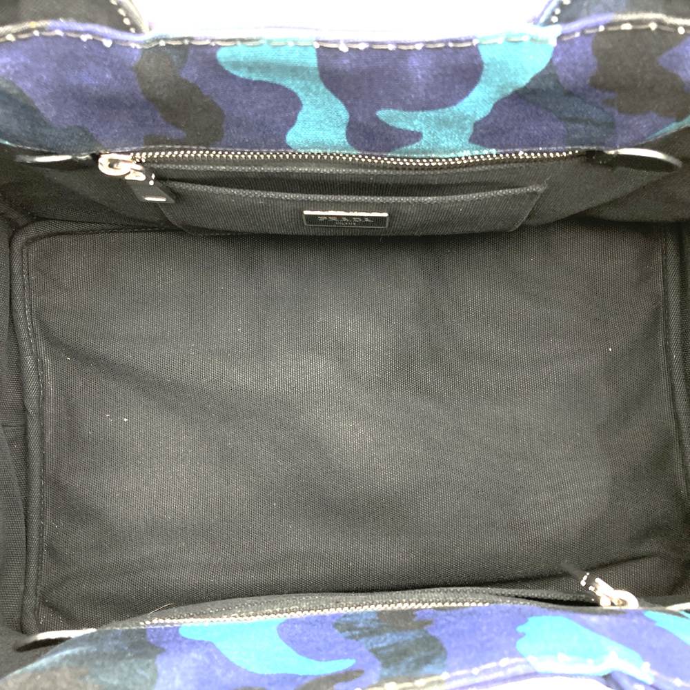 Prada Canapa Tote Bag/Handbag Camouflage Canvas Blue Pre-owned