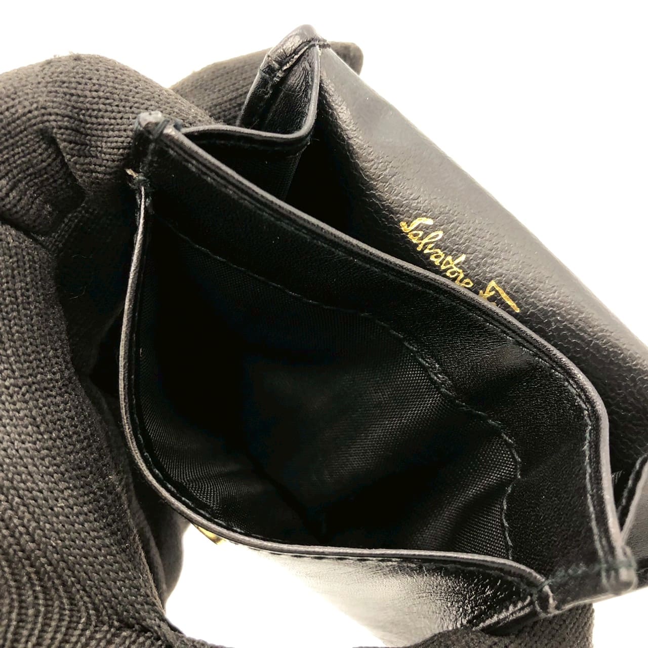 Salvatore Ferragamo Coin Case Leather Black Pre-owned