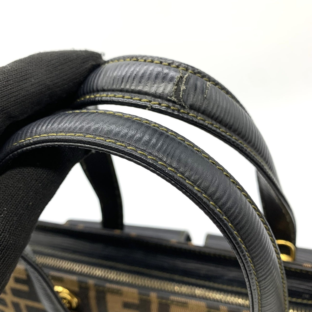 Fendi Zucca 2-Way Handbag/Shoulder Bag Nylon/Leather Brown Pre-owned