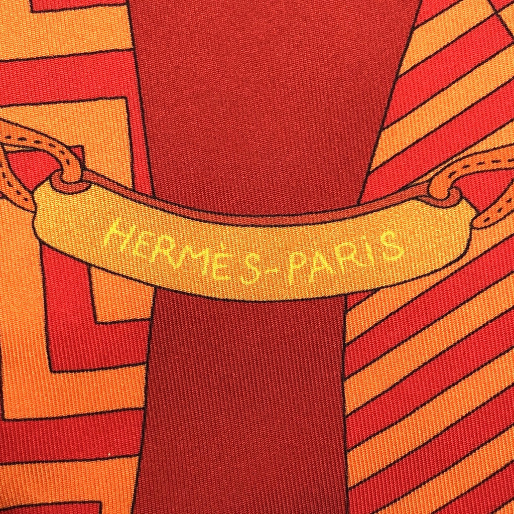 HERMES Hermes scarf maxi twilly BOUQUETS SELLIER (saddlemaker's bouquet) silk orange women's fashion brand PRE-OWNED