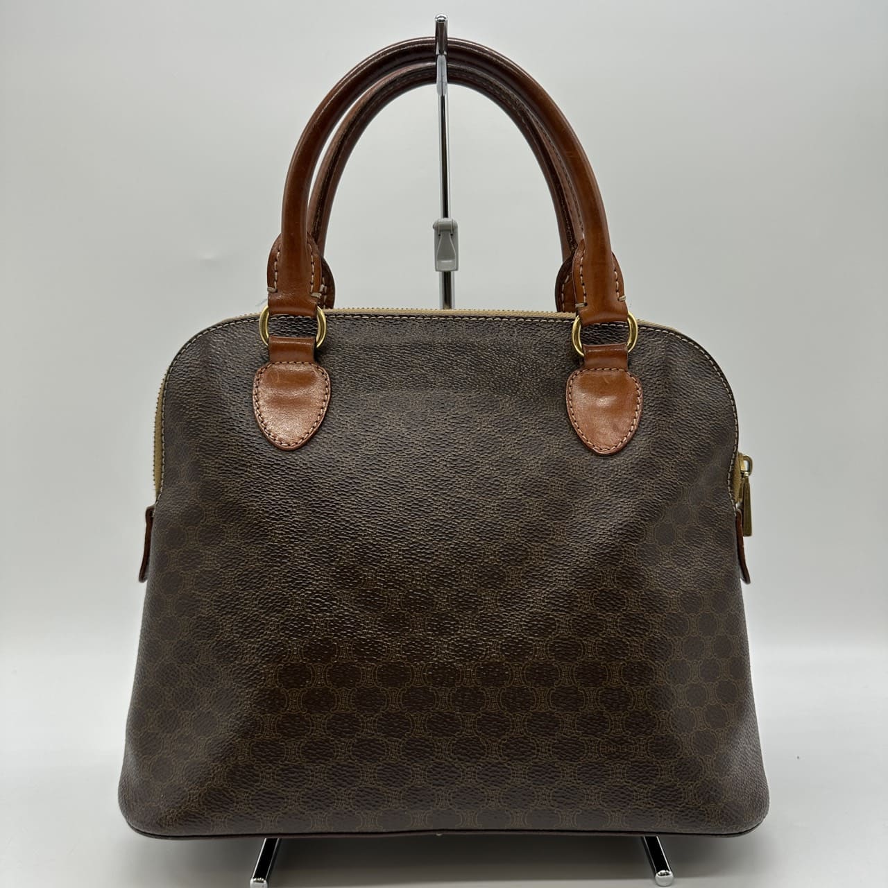 Celine DM95 Macadam Handbag PVC/Leather Brown Pre-owned