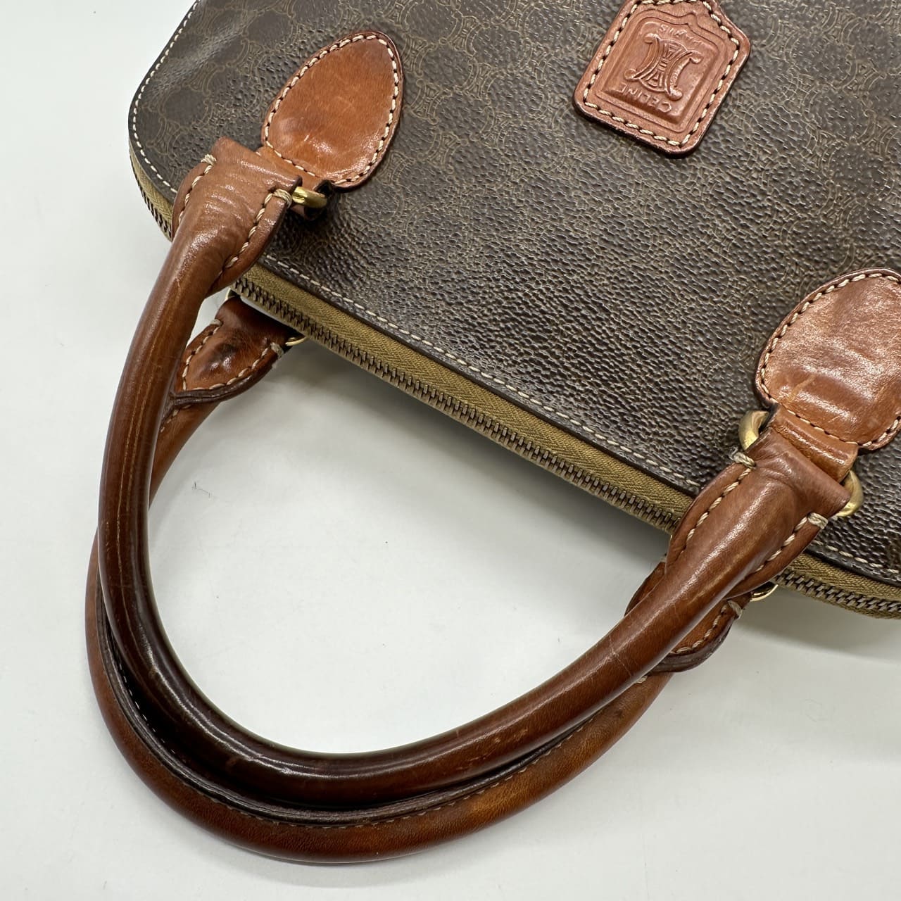 Celine DM95 Macadam Handbag PVC/Leather Brown Pre-owned