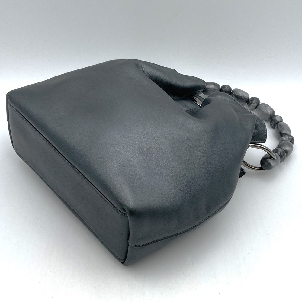 Christian Dior Maris Pearl Handbag Leather Gray Pre-owned