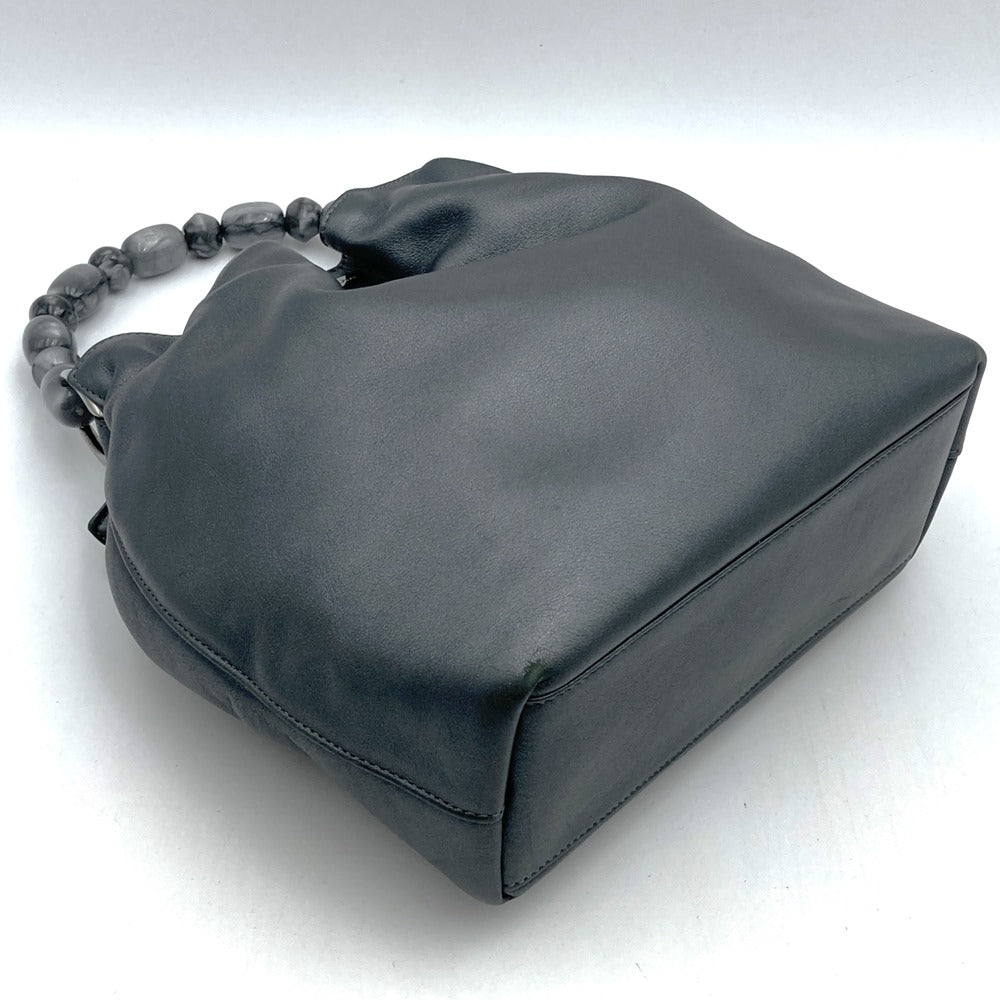 Christian Dior Maris Pearl Handbag Leather Gray Pre-owned