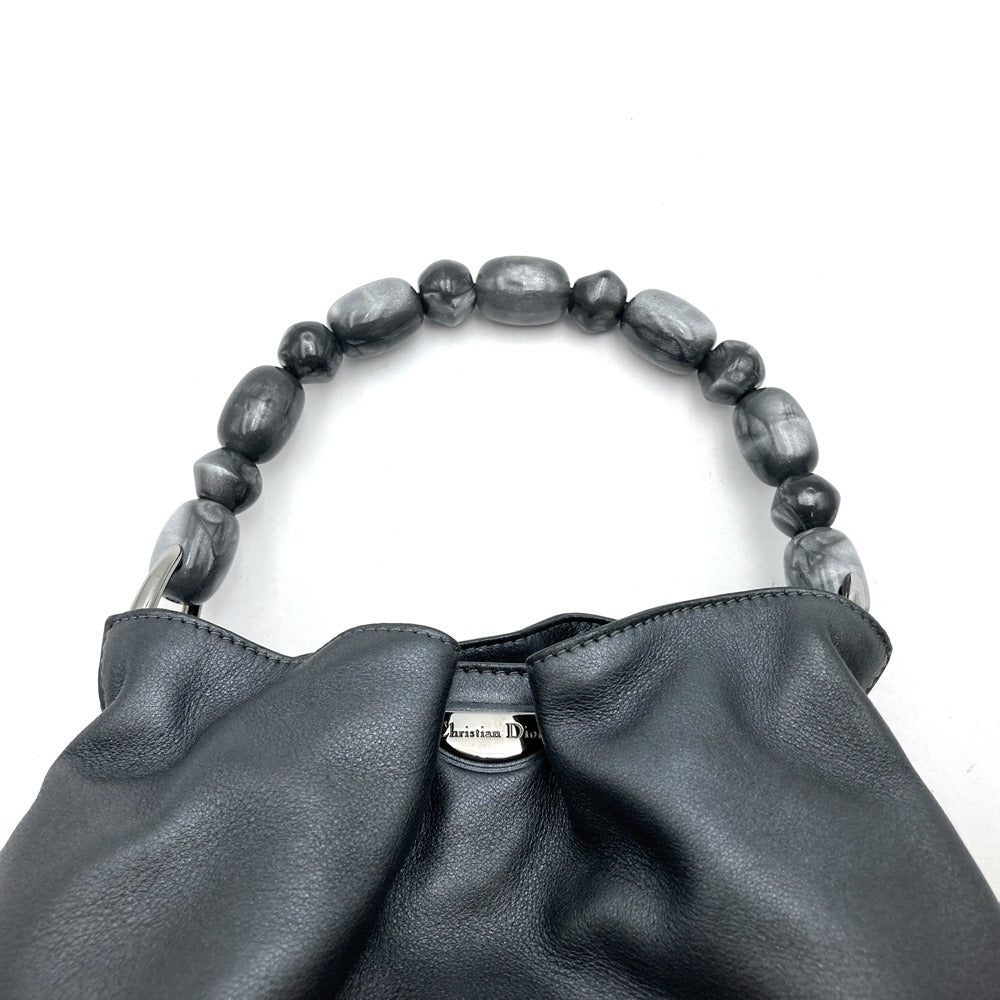 Christian Dior Maris Pearl Handbag Leather Gray Pre-owned