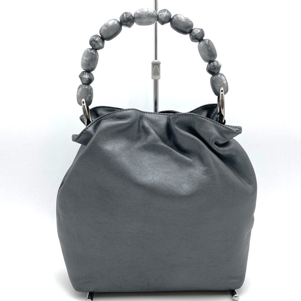Christian Dior Maris Pearl Handbag Leather Gray Pre-owned