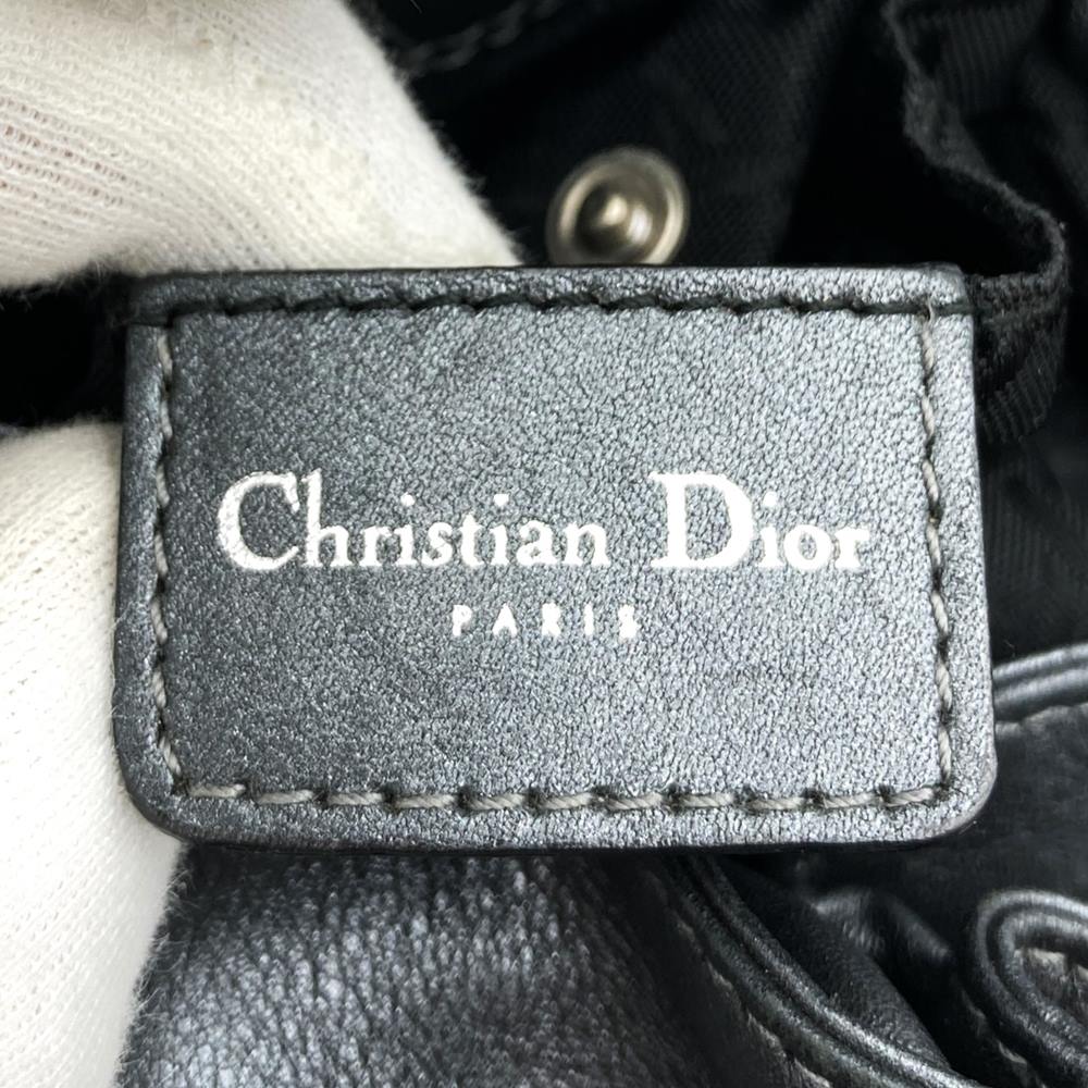 Christian Dior Maris Pearl Handbag Leather Gray Pre-owned