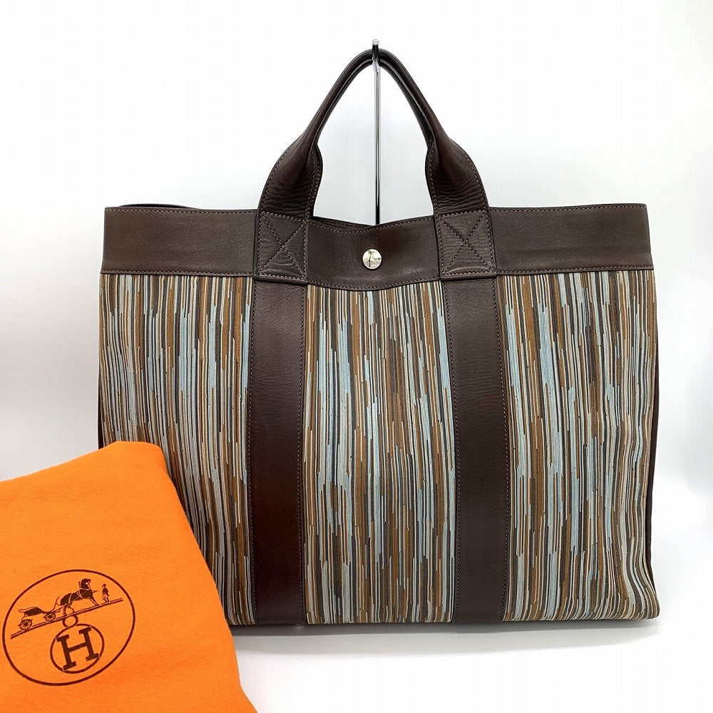 Hermès Fourre-Tout MM Vibrato Tote Bag Leather Brown/Blue Pre-owned
