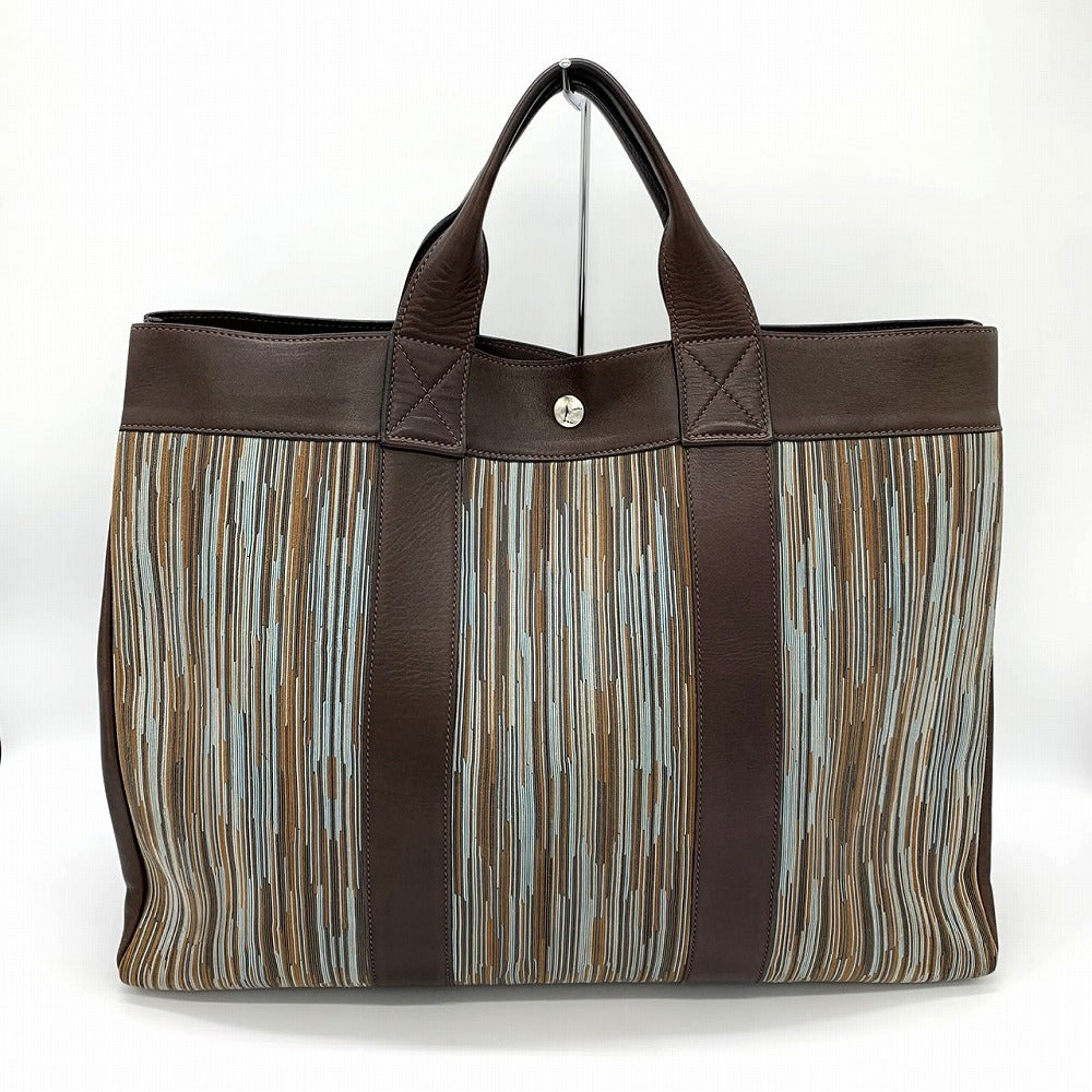 Hermès Fourre-Tout MM Vibrato Tote Bag Leather Brown/Blue Pre-owned