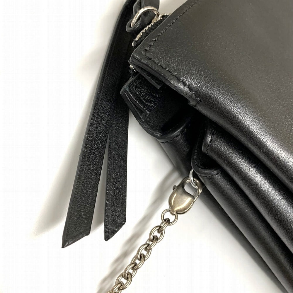 Celine Trifold Slim Chain 2-Way Shoulder Bag/Clutch Bag Leather Black Pre-owned
