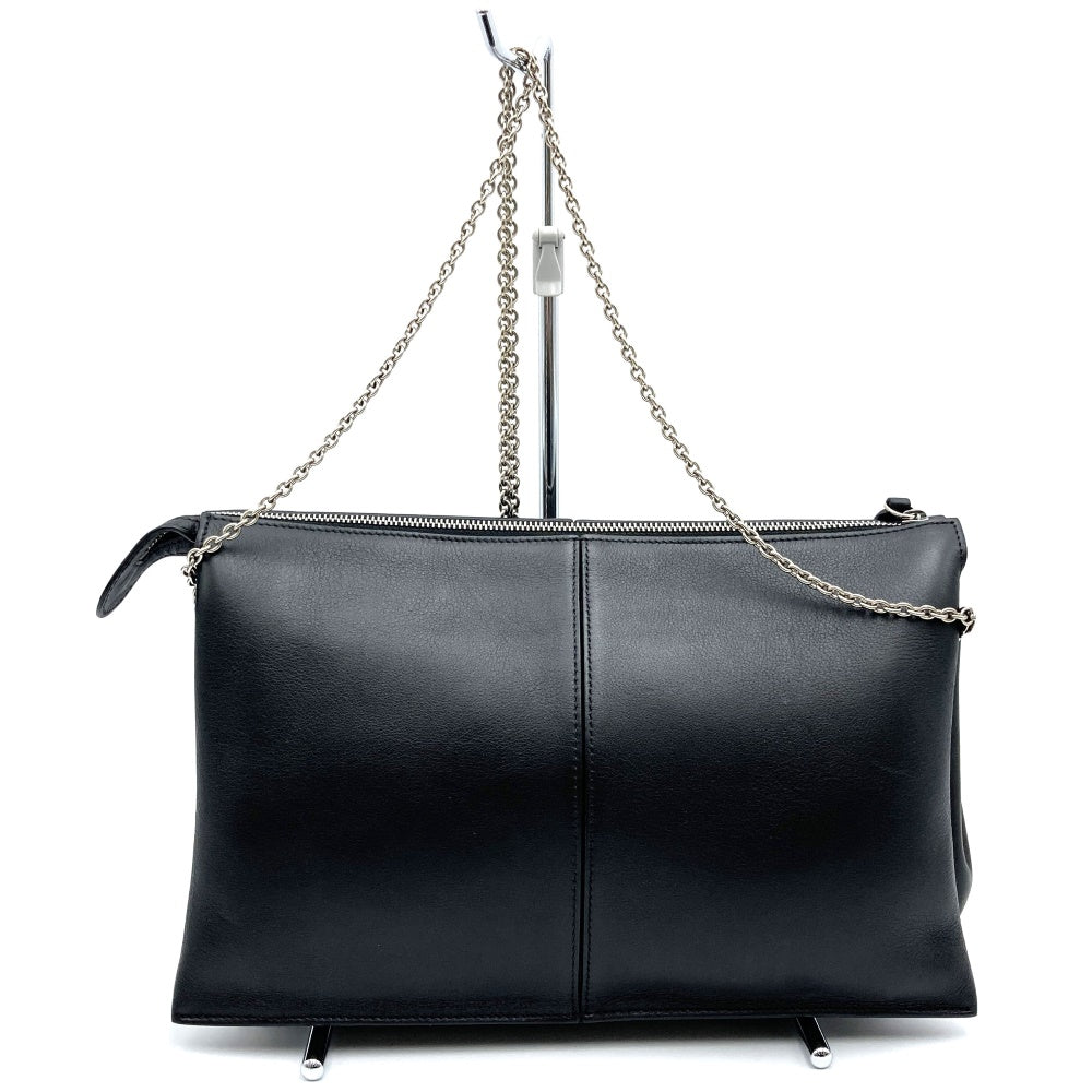 Celine Trifold Slim Chain 2-Way Shoulder Bag/Clutch Bag Leather Black Pre-owned