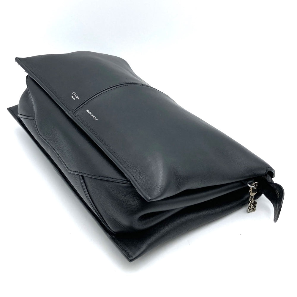 Celine Trifold Slim Chain 2-Way Shoulder Bag/Clutch Bag Leather Black Pre-owned