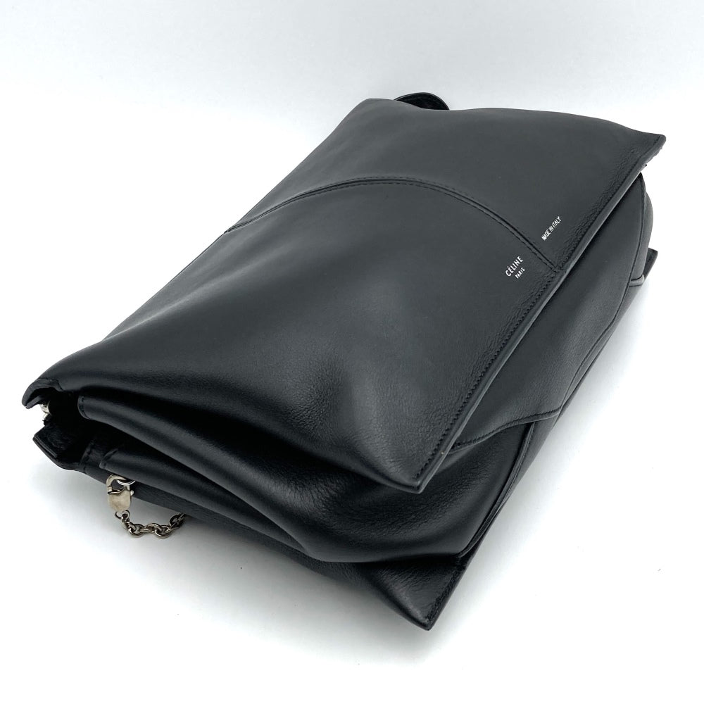 Celine Trifold Slim Chain 2-Way Shoulder Bag/Clutch Bag Leather Black Pre-owned