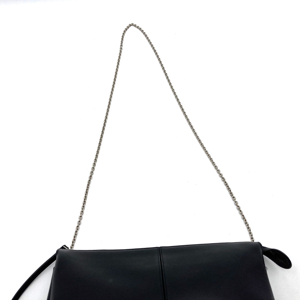 Celine Trifold Slim Chain 2-Way Shoulder Bag/Clutch Bag Leather Black Pre-owned
