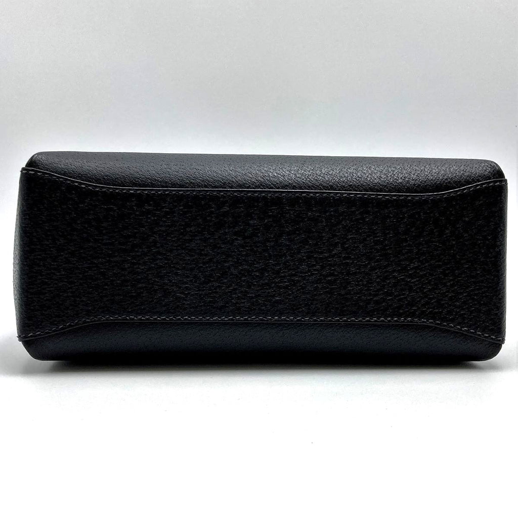 Gucci 000 2046 Bamboo Turnlock Handbag Leather Black Pre-owned