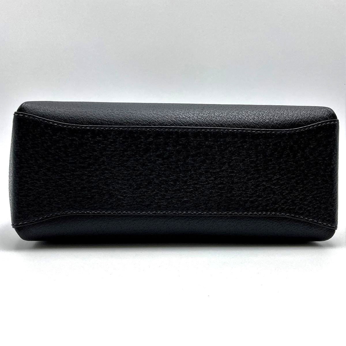 Gucci 000 2046 Bamboo Turnlock Handbag Leather Black Pre-owned