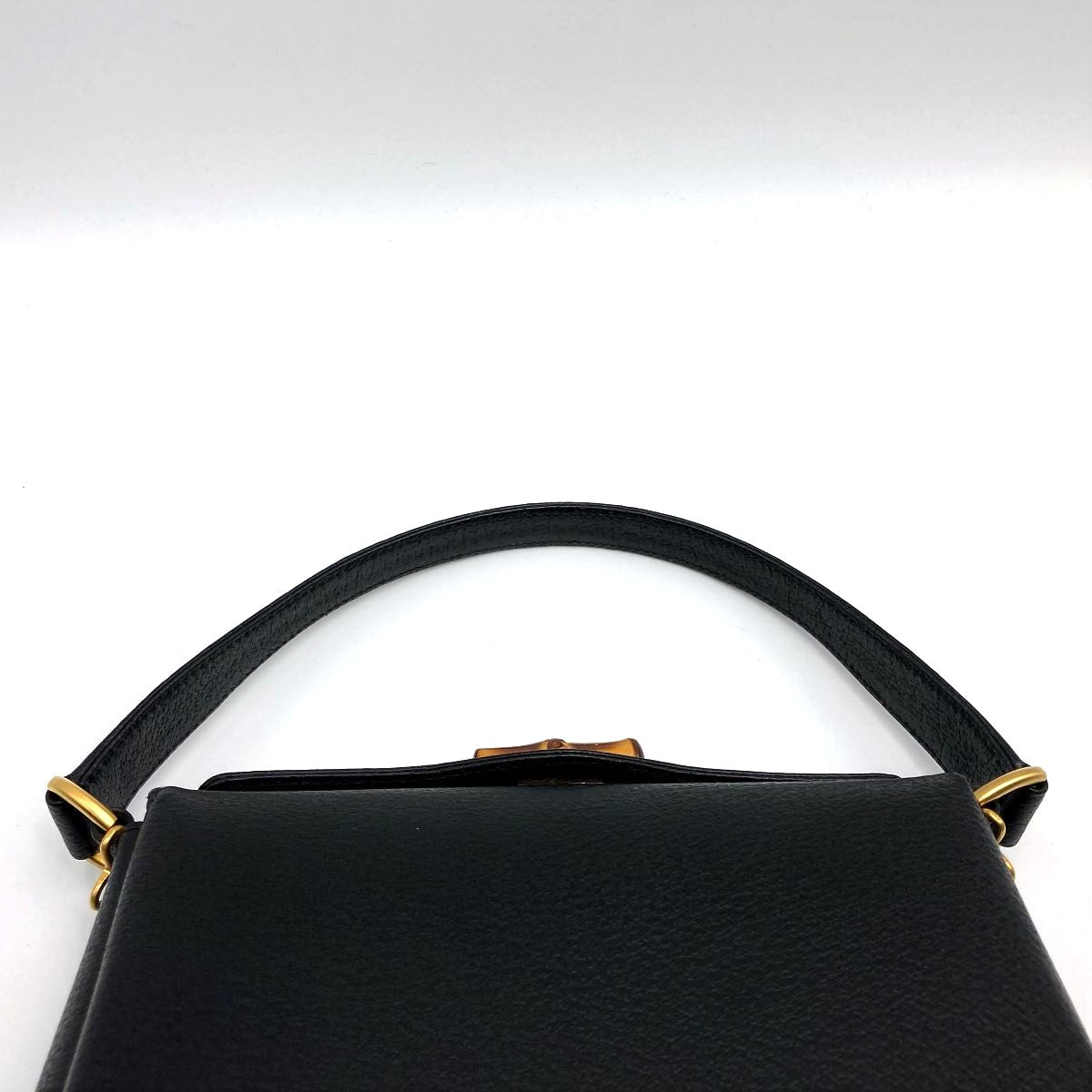 Gucci 000 2046 Bamboo Turnlock Handbag Leather Black Pre-owned