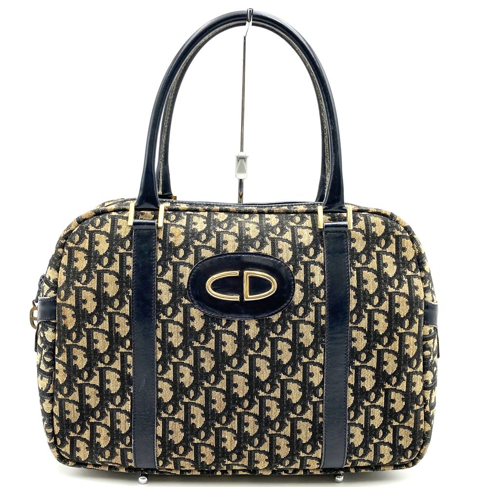 Dior Trotter Vintage Handbag Boston Bag Navy Canvas Women's Men's PRE-OWNED