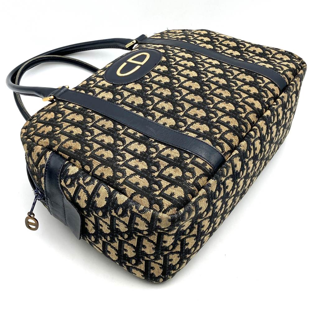 Dior Trotter Vintage Handbag Boston Bag Navy Canvas Women's Men's PRE-OWNED
