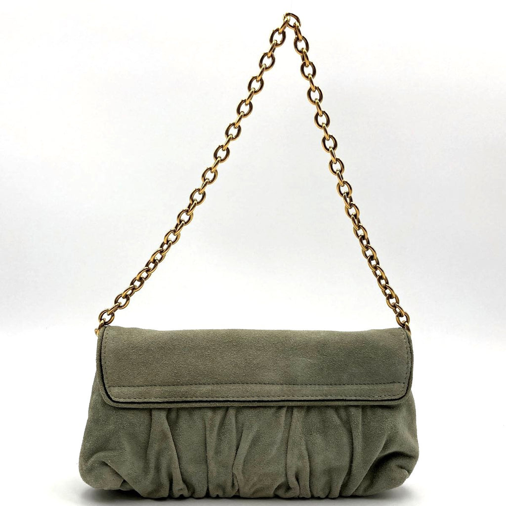 Gucci 208710 Hysteria Handbag Suede Green Pre-owned