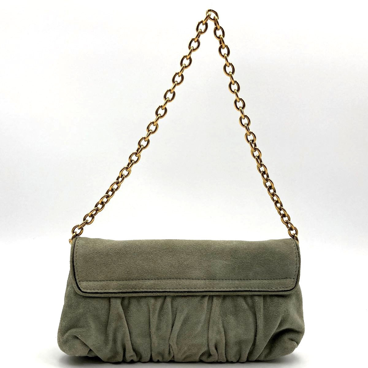 Gucci 208710 Hysteria Handbag Suede Green Pre-owned