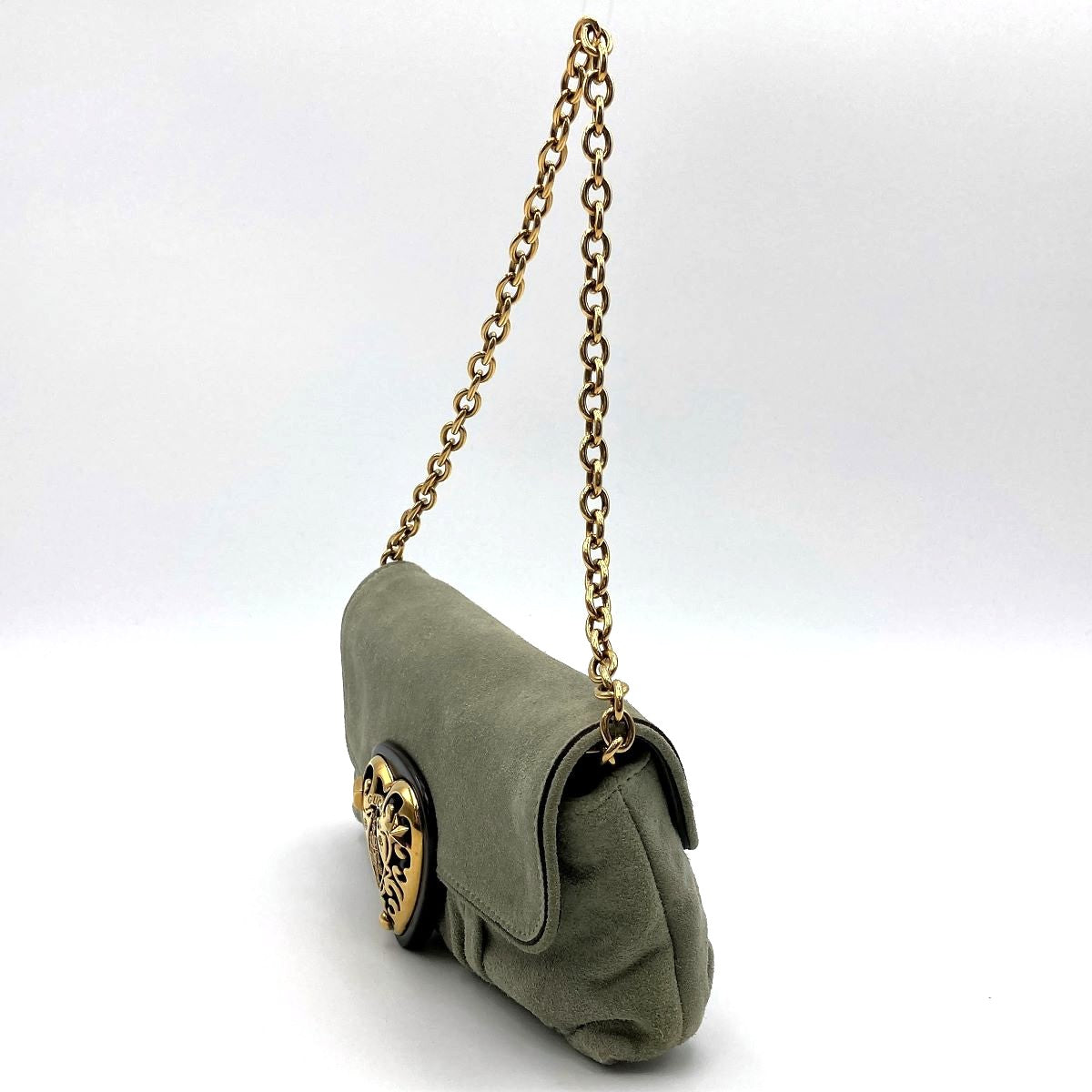 Gucci 208710 Hysteria Handbag Suede Green Pre-owned