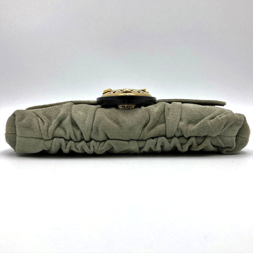 Gucci 208710 Hysteria Handbag Suede Green Pre-owned