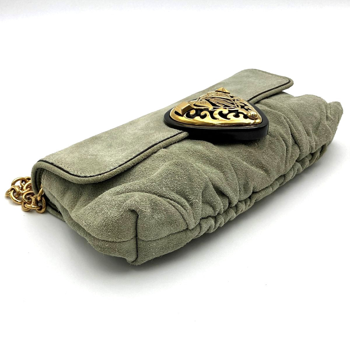 Gucci 208710 Hysteria Handbag Suede Green Pre-owned