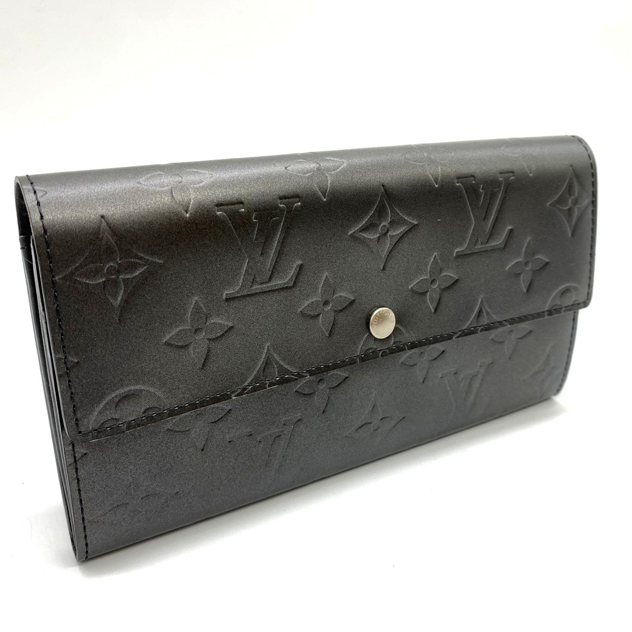 Louis Vuitton M65142 Portefeuille Sarah Long Wallet Monogram Matte Black Pre-owned