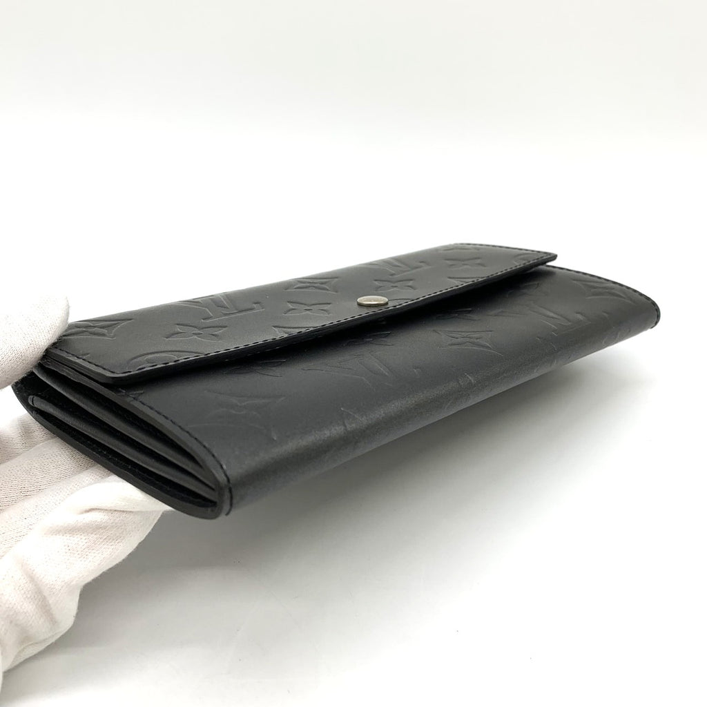 Louis Vuitton M65142 Portefeuille Sarah Long Wallet Monogram Matte Black Pre-owned
