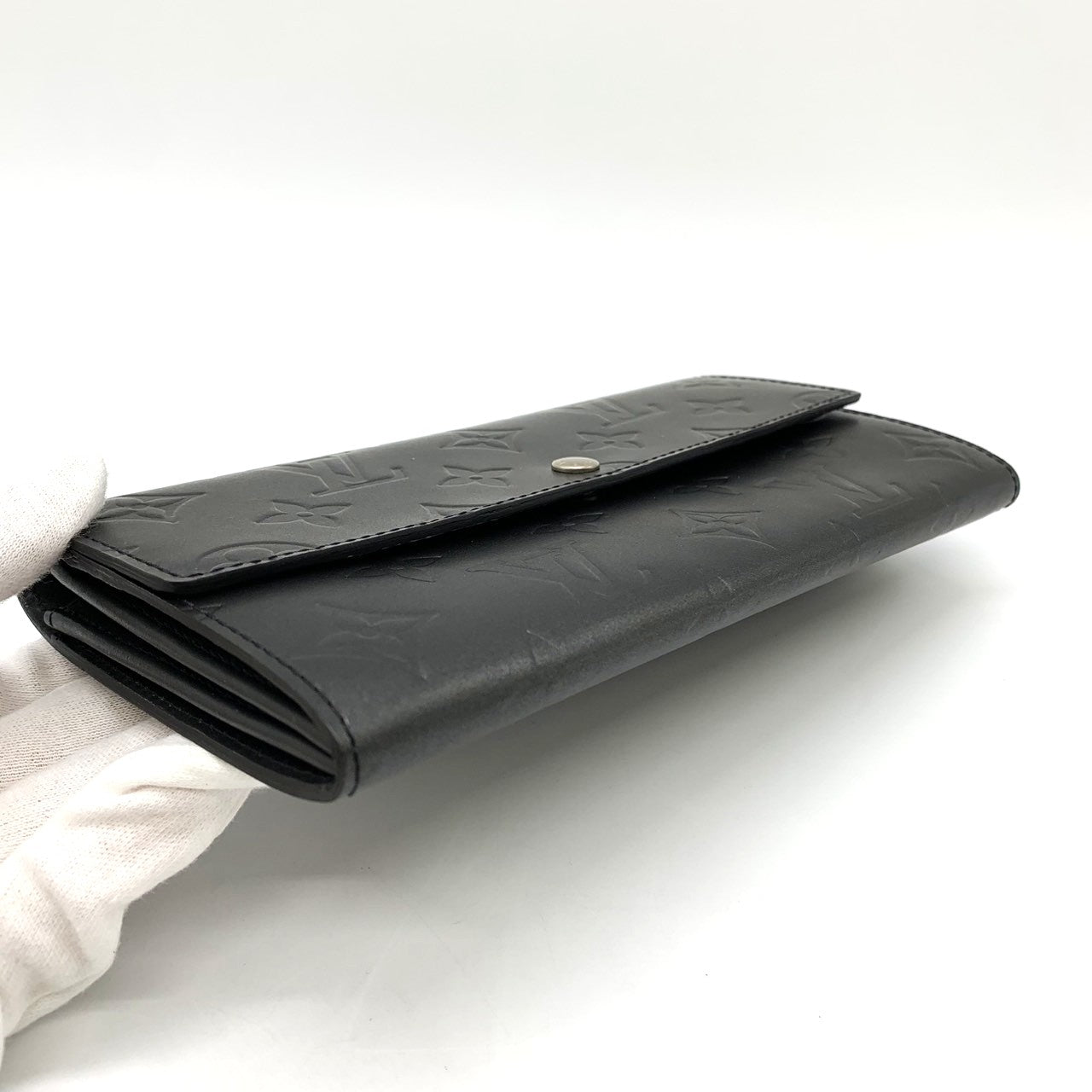 Louis Vuitton M65142 Portefeuille Sarah Long Wallet Monogram Matte Black Pre-owned