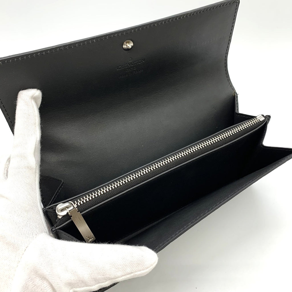 Louis Vuitton M65142 Portefeuille Sarah Long Wallet Monogram Matte Black Pre-owned