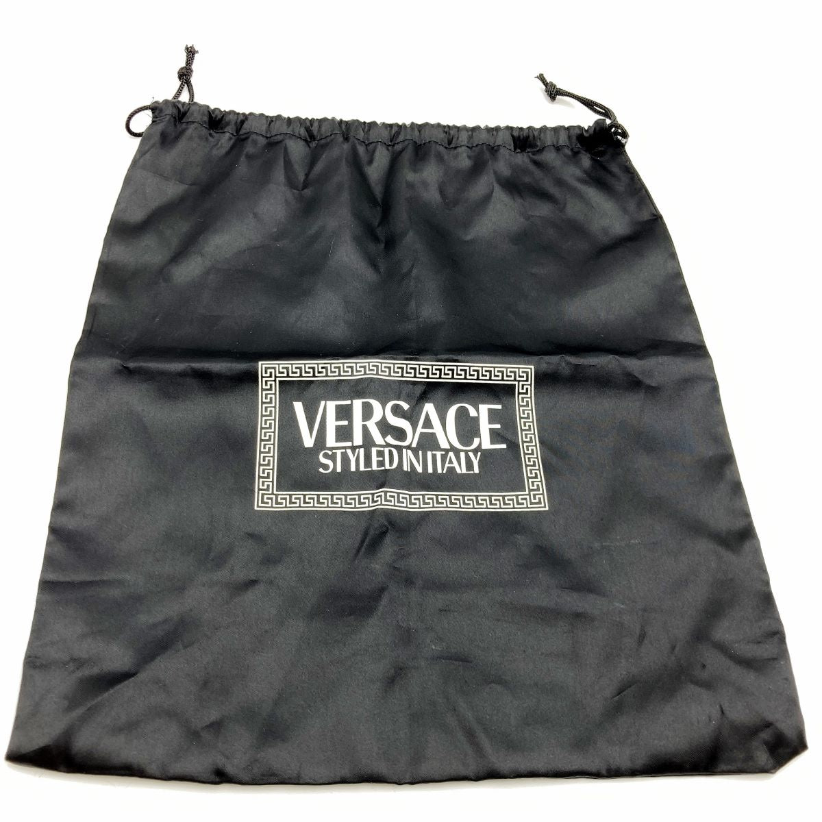 Beautiful VERSACE Vanity Bag, Makeup Case, Cosmetics, Black Leather with Gold Charm, Women's Fashion Accessory PRE-OWNED
