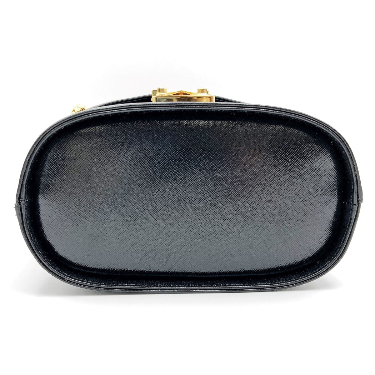 Beautiful VERSACE Vanity Bag, Makeup Case, Cosmetics, Black Leather with Gold Charm, Women's Fashion Accessory PRE-OWNED