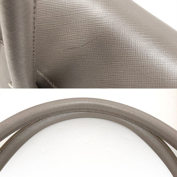 Salvatore Ferragamo DH-21 A234 Shoulder Bag Metallic Leather Silver/Gray Pre-owned