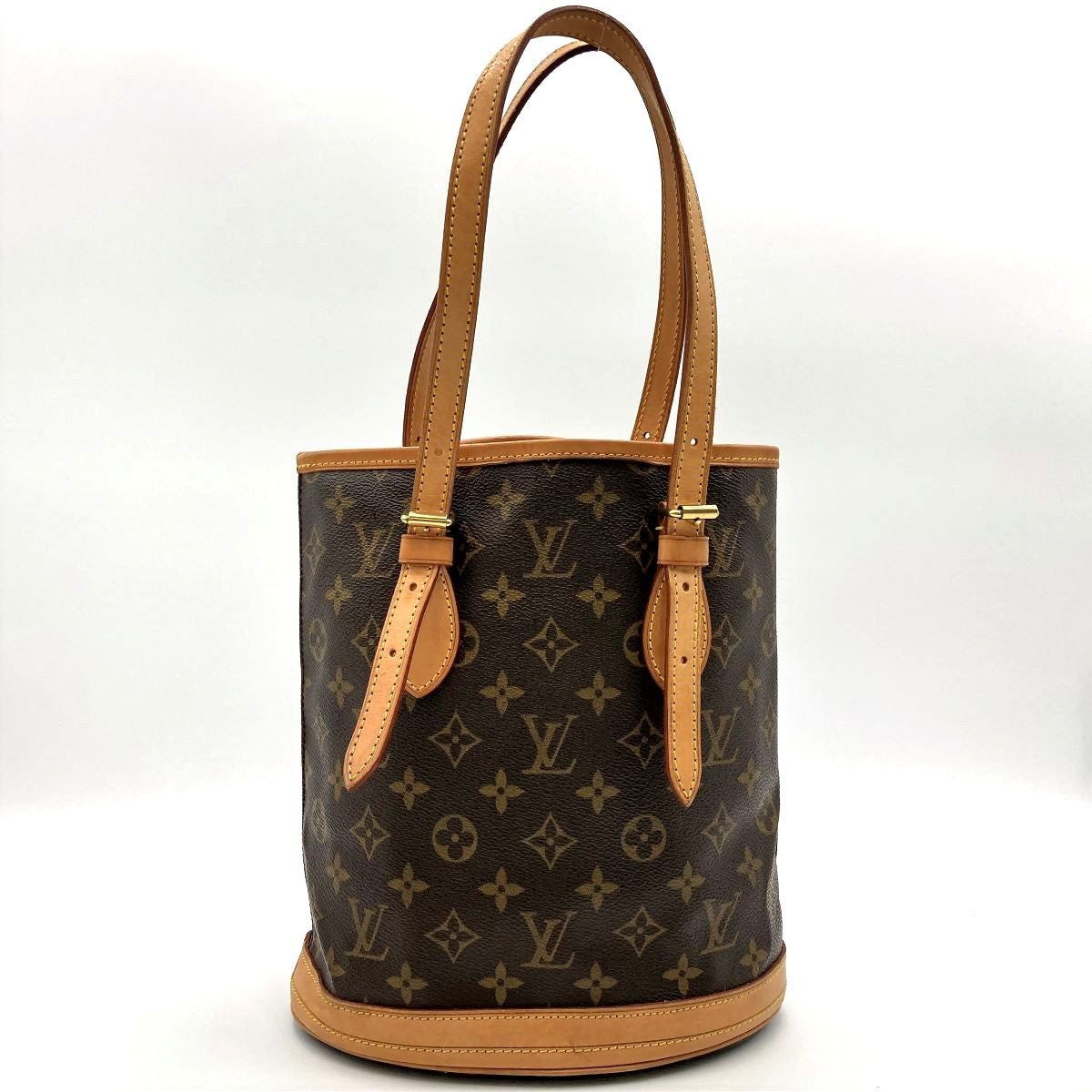 Louis Vuitton M42238 Bucket PM Tote Bag Monogram Canvas Brown Pre-owned