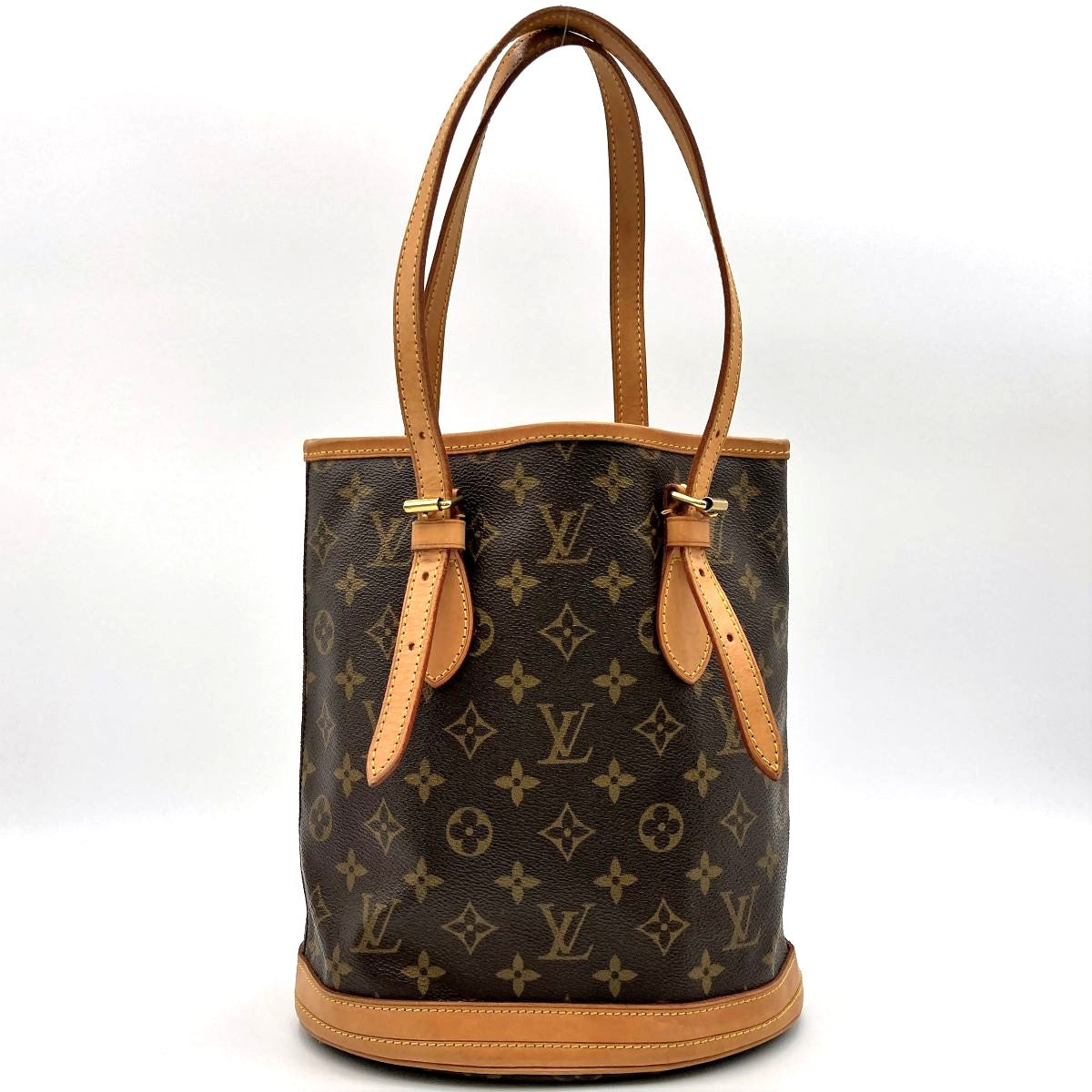 Louis Vuitton M42238 Bucket PM Tote Bag Monogram Canvas Brown Pre-owned
