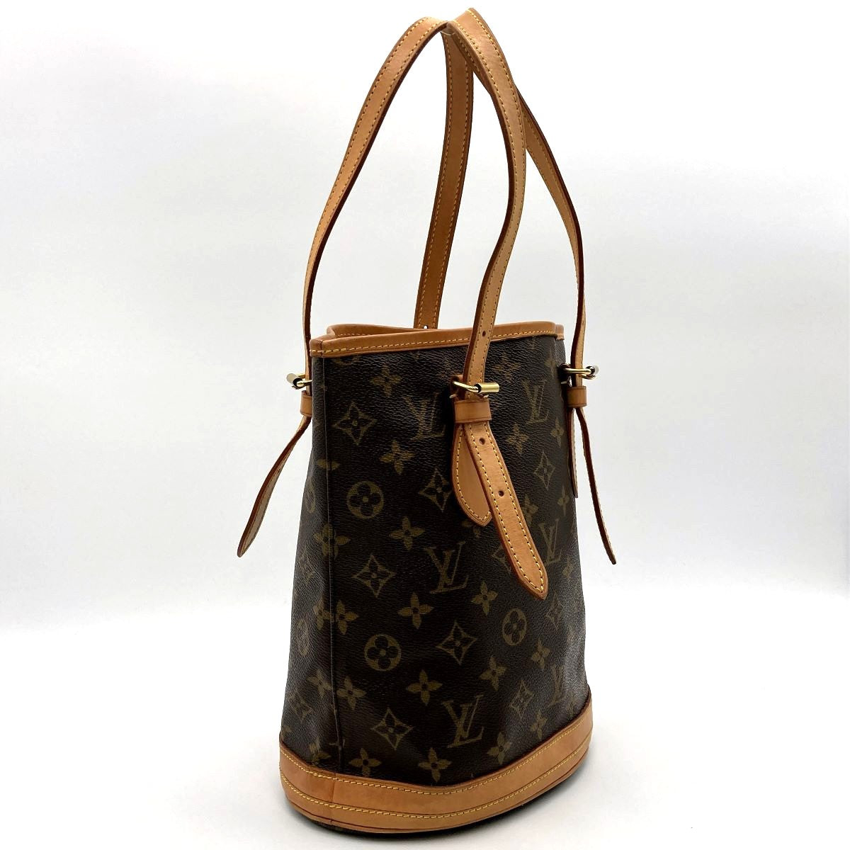 Louis Vuitton M42238 Bucket PM Tote Bag Monogram Canvas Brown Pre-owned
