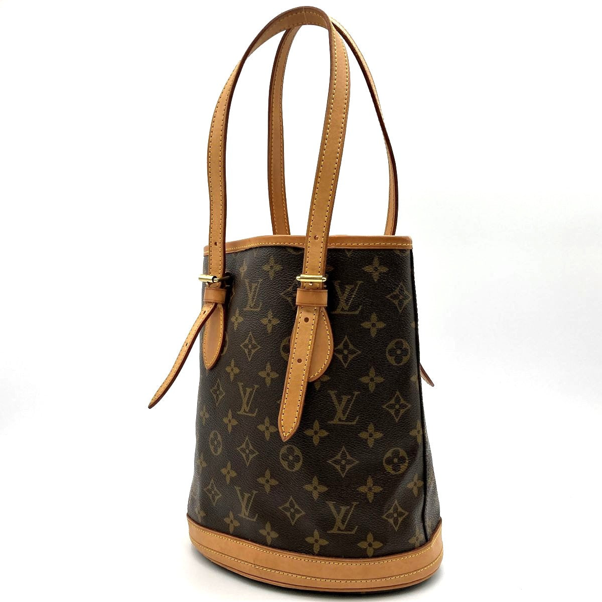 Louis Vuitton M42238 Bucket PM Tote Bag Monogram Canvas Brown Pre-owned