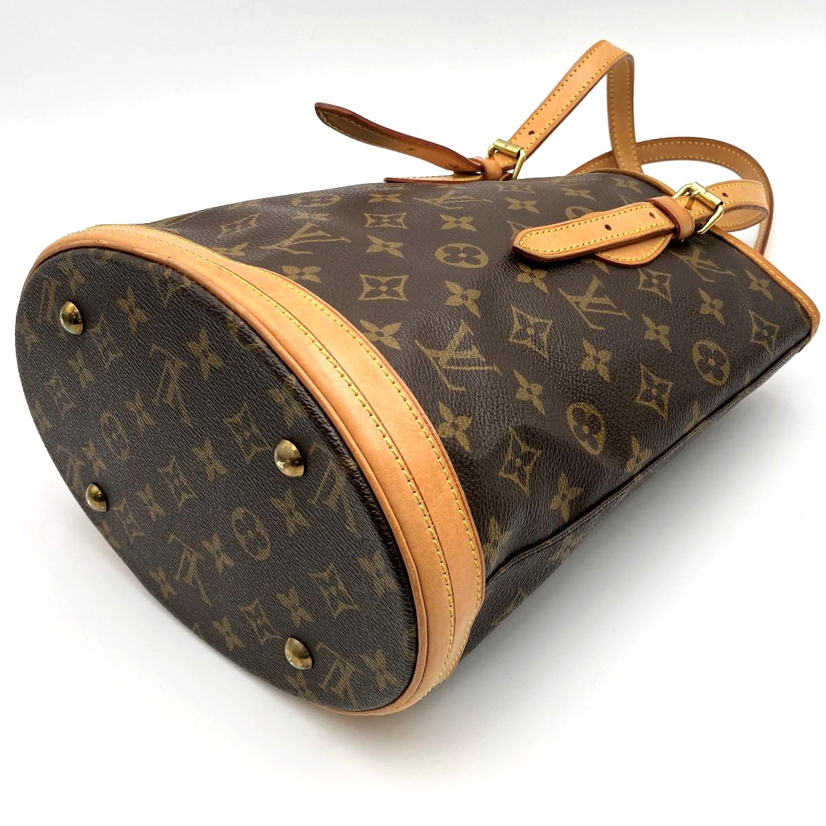 Louis Vuitton M42238 Bucket PM Tote Bag Monogram Canvas Brown Pre-owned