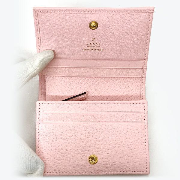 Gucci 577347 GG Marmont Flora Bi-fold Wallet Canvas/Leather Pink Pre-owned