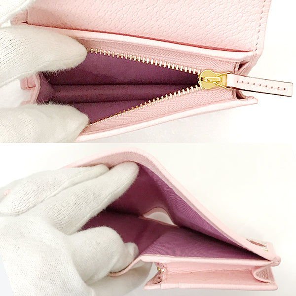 Gucci 577347 GG Marmont Flora Bi-fold Wallet Canvas/Leather Pink Pre-owned