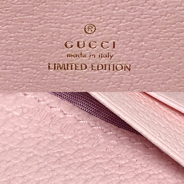 Gucci 577347 GG Marmont Flora Bi-fold Wallet Canvas/Leather Pink Pre-owned