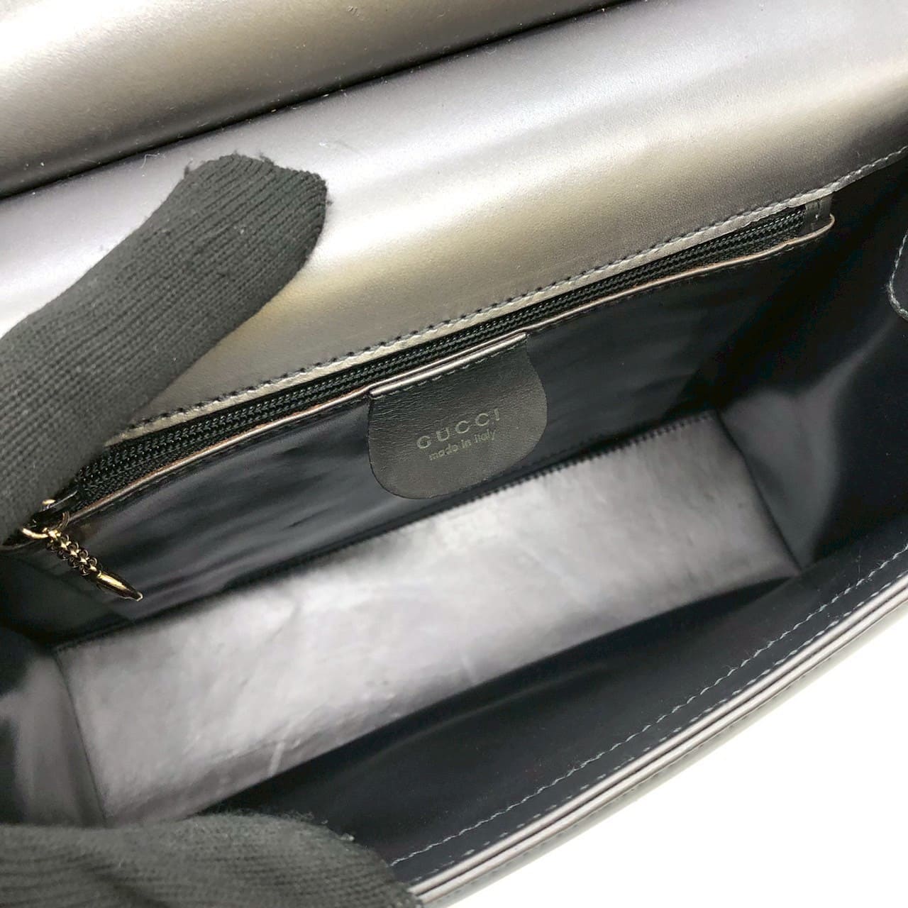 Gucci 001 2058 Shoulder Bag Leather Gray Pre-owned