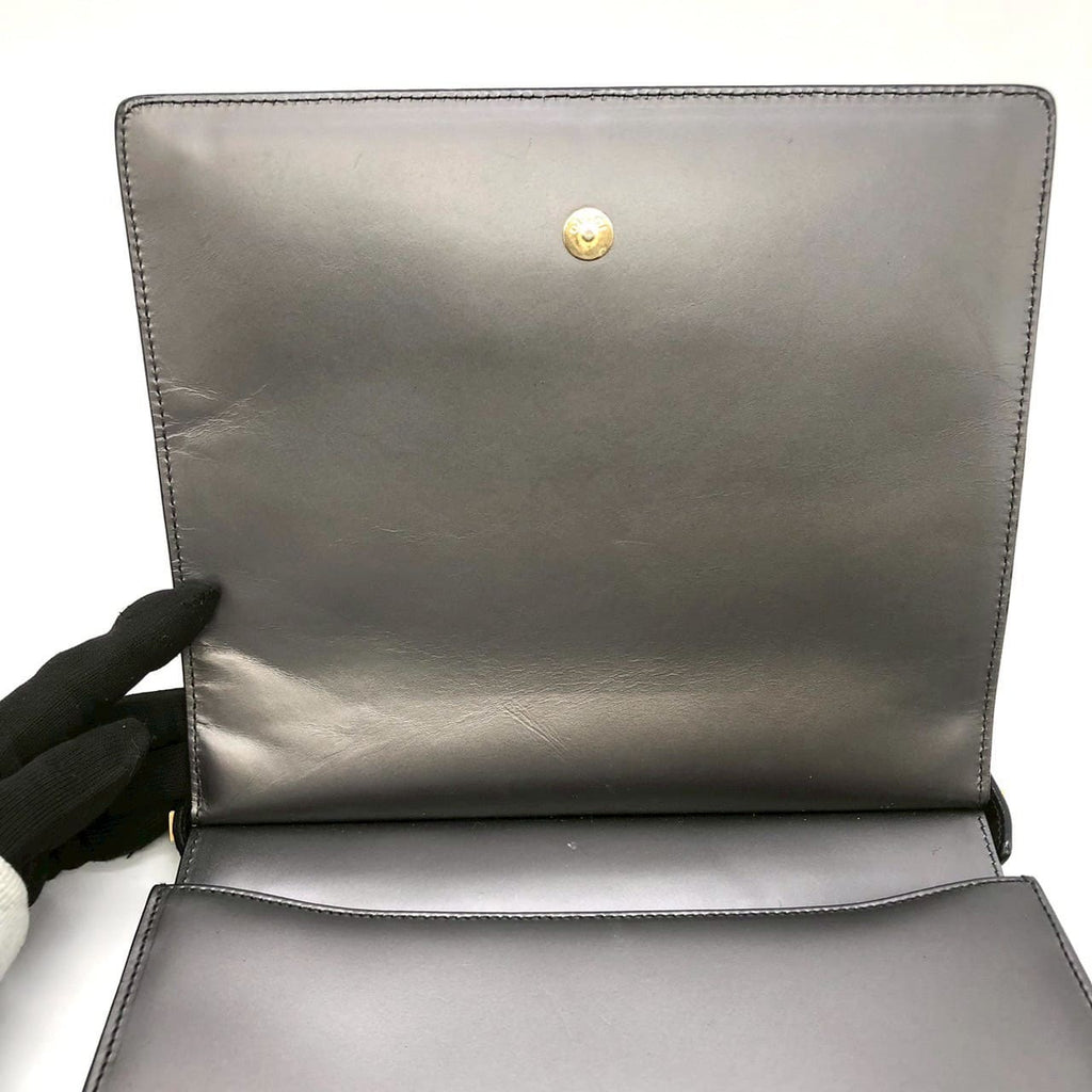 Gucci 001 2058 Shoulder Bag Leather Gray Pre-owned