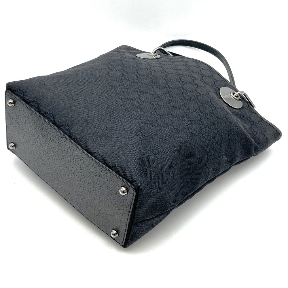GUCCI 120836 Handbag Tote Bag Black GG Canvas Leather Women's Men's Fashion Vintage PRE-OWNED