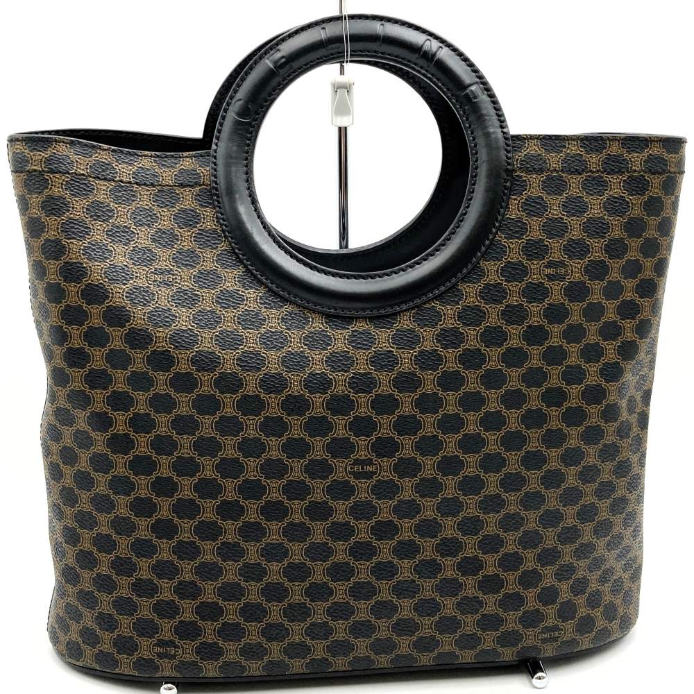 Celine MC97/2 Macadam Circle Handle Handbag PVC/Leather Black Pre-owned